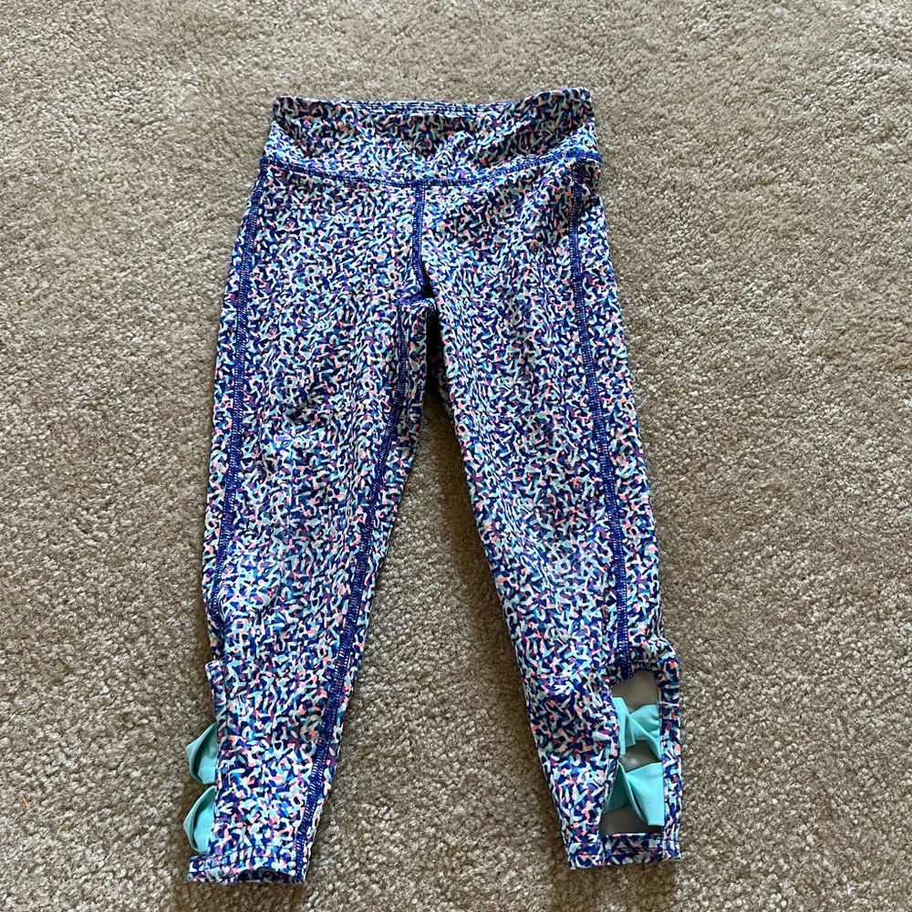Old Navy Multicolor Girls' Active Leggings with Mint Bow Accents
